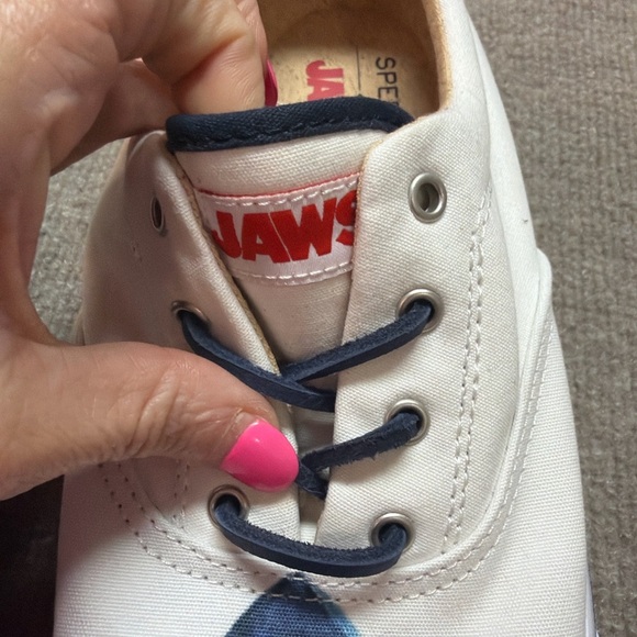Sperry x Jaws White Canvas Sneakers with Shark Print